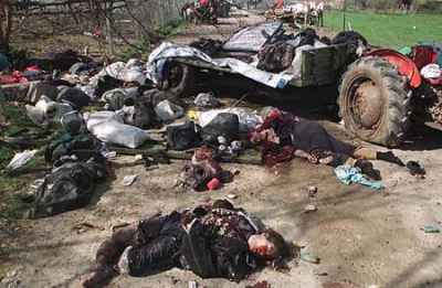 Civilian refugee colon hit by NATO bomber